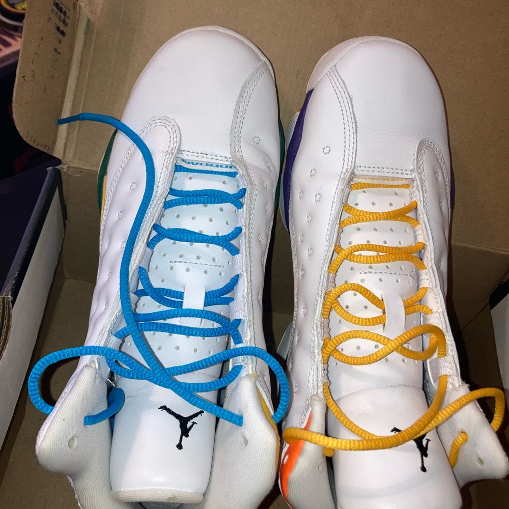 Jordan Kids Sneakers with Blue and Yellow Laces